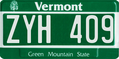 VT license plate ZYH409