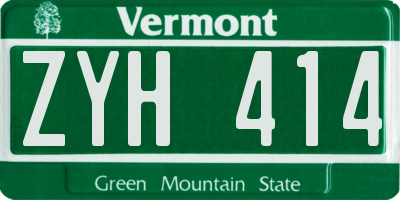 VT license plate ZYH414