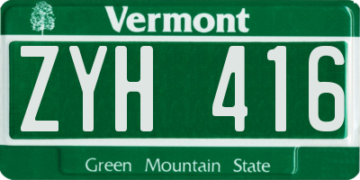VT license plate ZYH416