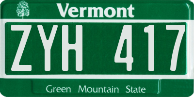 VT license plate ZYH417