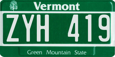 VT license plate ZYH419