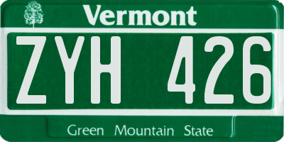 VT license plate ZYH426