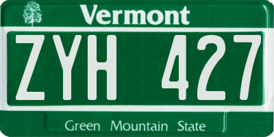 VT license plate ZYH427