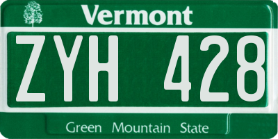 VT license plate ZYH428