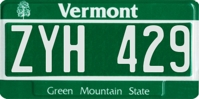 VT license plate ZYH429