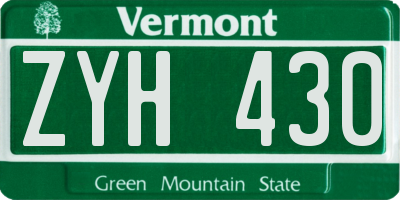 VT license plate ZYH430