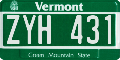 VT license plate ZYH431