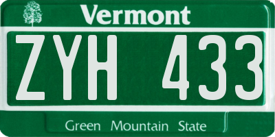 VT license plate ZYH433