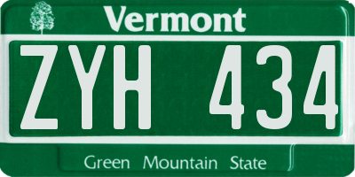 VT license plate ZYH434