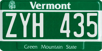 VT license plate ZYH435