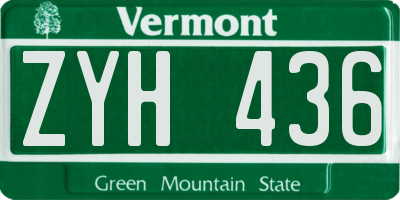 VT license plate ZYH436