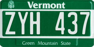 VT license plate ZYH437