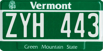 VT license plate ZYH443