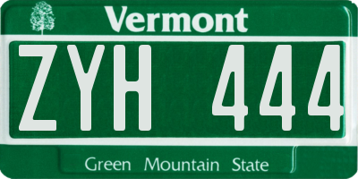 VT license plate ZYH444
