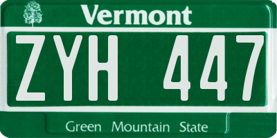 VT license plate ZYH447