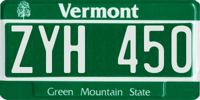 VT license plate ZYH450