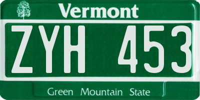 VT license plate ZYH453