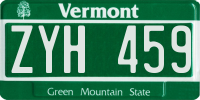 VT license plate ZYH459