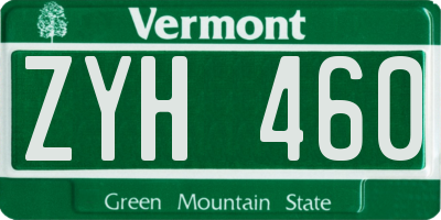 VT license plate ZYH460