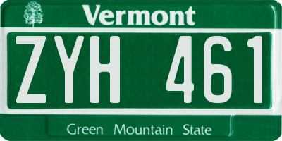 VT license plate ZYH461