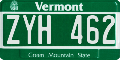 VT license plate ZYH462