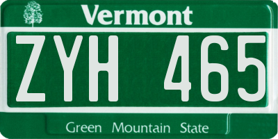 VT license plate ZYH465