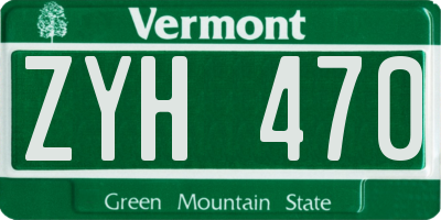 VT license plate ZYH470