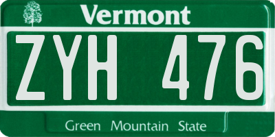 VT license plate ZYH476