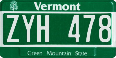 VT license plate ZYH478