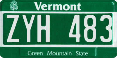 VT license plate ZYH483