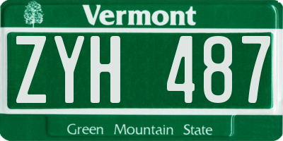 VT license plate ZYH487