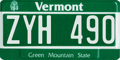 VT license plate ZYH490