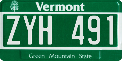 VT license plate ZYH491