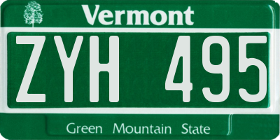 VT license plate ZYH495