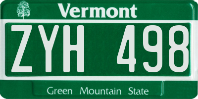 VT license plate ZYH498
