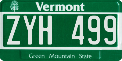 VT license plate ZYH499