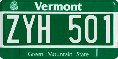 VT license plate ZYH501