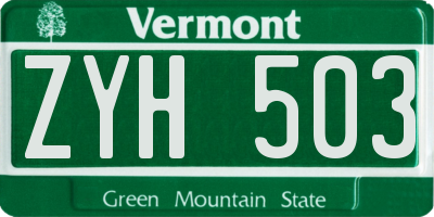 VT license plate ZYH503
