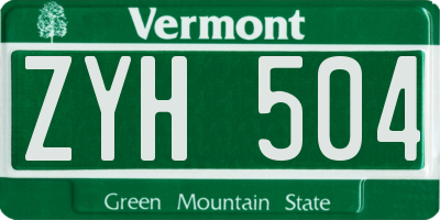 VT license plate ZYH504