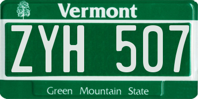 VT license plate ZYH507