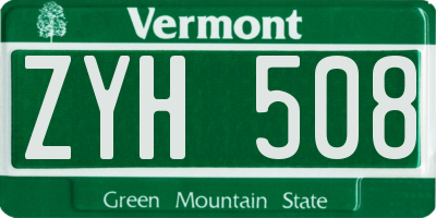 VT license plate ZYH508