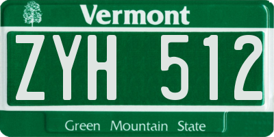 VT license plate ZYH512