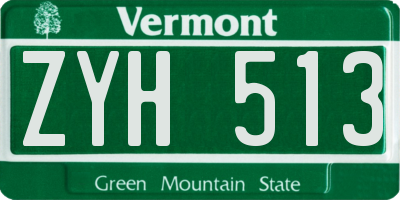 VT license plate ZYH513