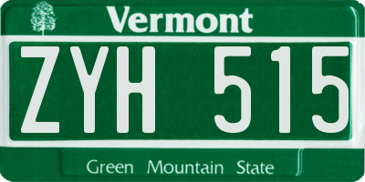 VT license plate ZYH515
