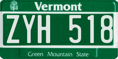 VT license plate ZYH518