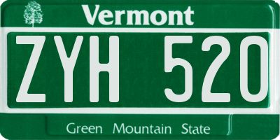 VT license plate ZYH520