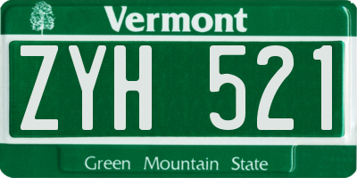 VT license plate ZYH521