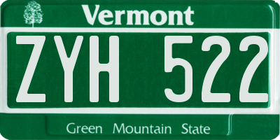 VT license plate ZYH522