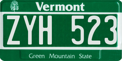 VT license plate ZYH523