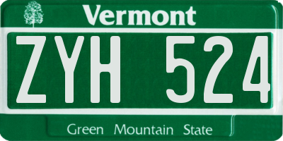 VT license plate ZYH524